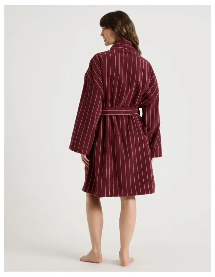 Vue Pinstripe Bath Robe in Red Velvet