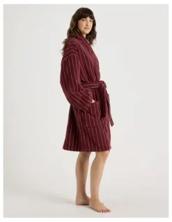 Vue Pinstripe Bath Robe in Red Velvet