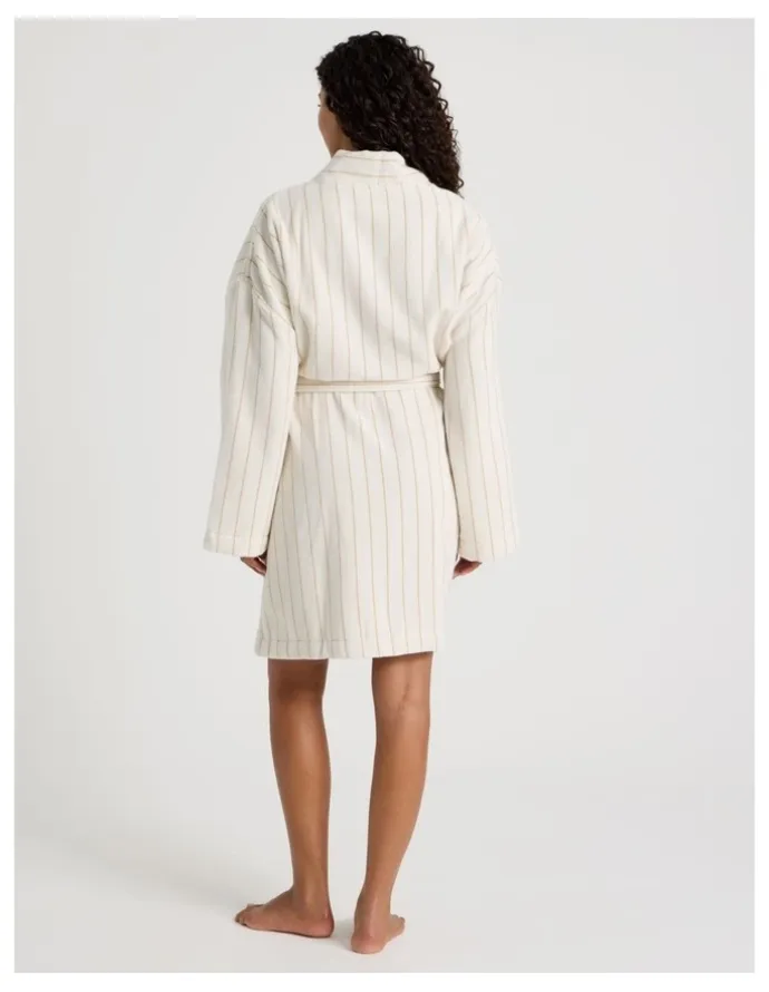 Vue Pinstripe Bath Robe in Caramel