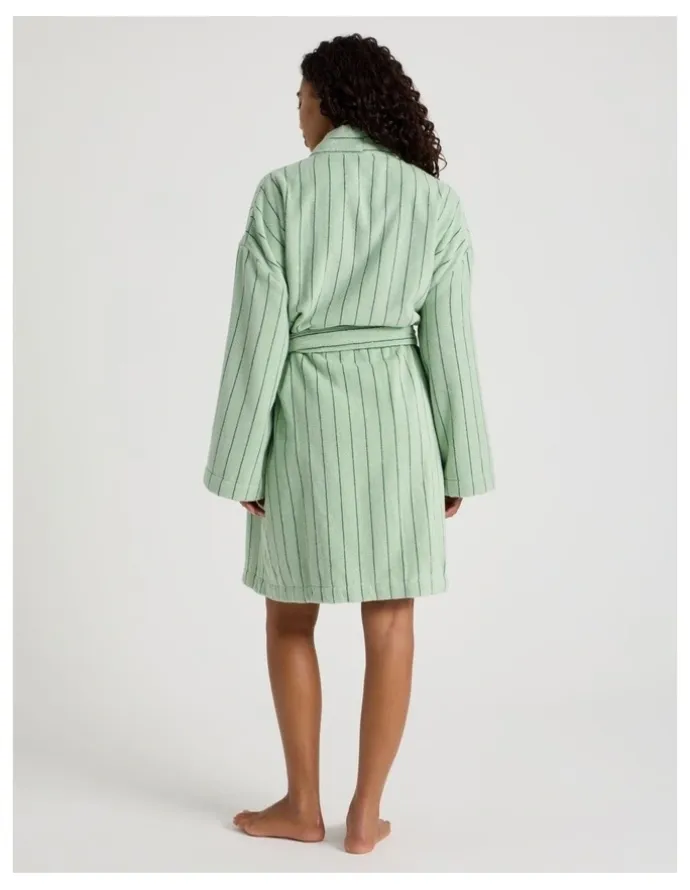 Vue Pinstripe Bath Robe in Forest