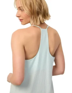 Wanderluxe Sleepwear Bella Long Slip Dress Camisole in Mint