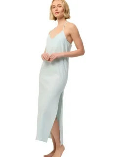 Wanderluxe Sleepwear Bella Long Slip Dress Camisole in Mint