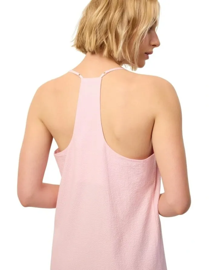 Wanderluxe Sleepwear Dolce Long Slip Dress Camisiole in Pale Pink