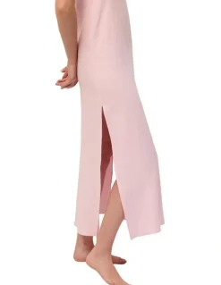 Wanderluxe Sleepwear Dolce Long Slip Dress Camisiole in Pale Pink