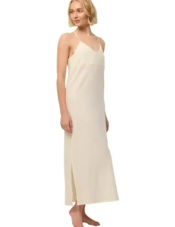 Wanderluxe Sleepwear Limoncello Long Slip Dress Camisiole in Lemon