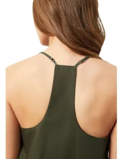 Wanderluxe Sleepwear The Fern Camisole Slip Dress in Green