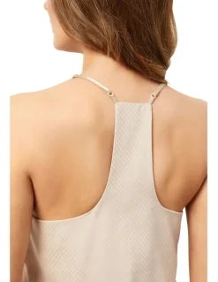Wanderluxe Sleepwear The Sienna Camisole Slip Dress in Beige