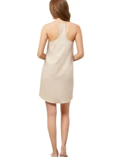 Wanderluxe Sleepwear The Sienna Camisole Slip Dress in Beige
