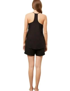 Wanderluxe Sleepwear The Ash Camisole Boxer Set in Black
