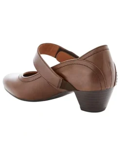 Wide Steps Appeal Heeled Shoes in Brown Leather