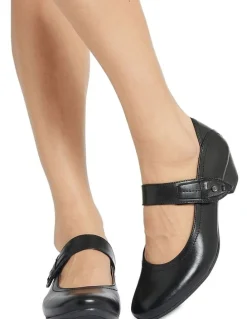 Wide Steps Appeal Heeled Shoes in Black Glove