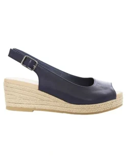 Wide Steps Belmont Sandals in Navy Leather