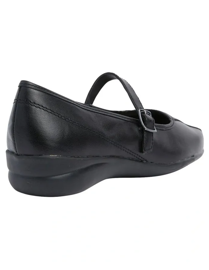 Wide Steps Brianna Black Glove Flat Shoes