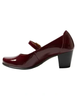 Wide Steps Casino Heeled Shoes in Wine Patent Leather