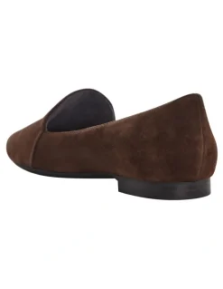 Wide Steps Castle Flat Shoes in Chocolate Suede