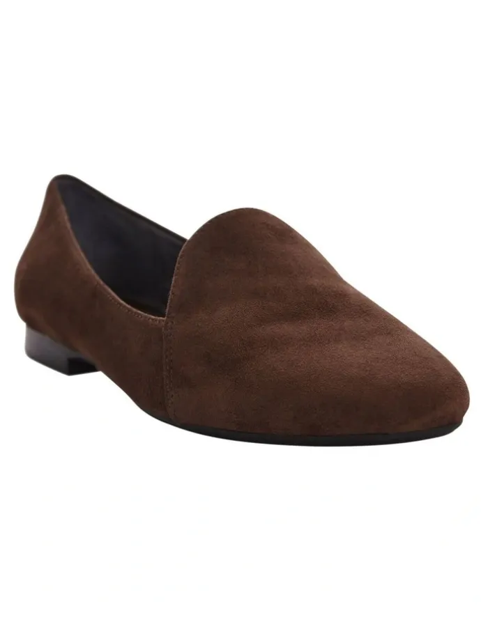 Wide Steps Castle Flat Shoes in Chocolate Suede