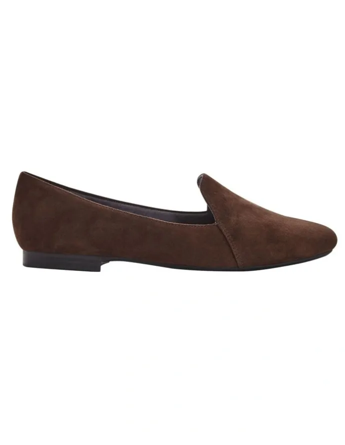 Wide Steps Castle Flat Shoes in Chocolate Suede