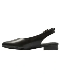 Wide Steps Delta Flat Shoes in Black Leather