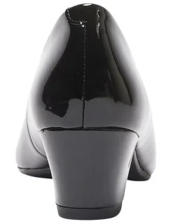 Wide Steps Hilary Heeled Shoes in Black Patent Leather