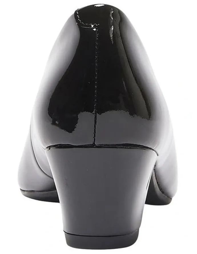 Wide Steps Hilary Heeled Shoes in Black Patent Leather
