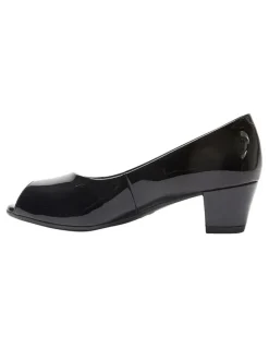 Wide Steps Hilary Heeled Shoes in Black Patent Leather