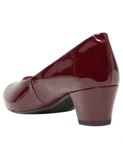Wide Steps Hilary Heeled Shoes in Wine Patent