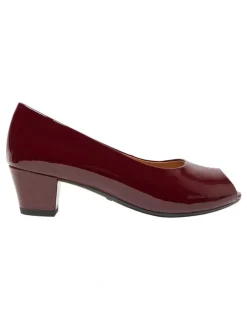 Wide Steps Hilary Heeled Shoes in Wine Patent