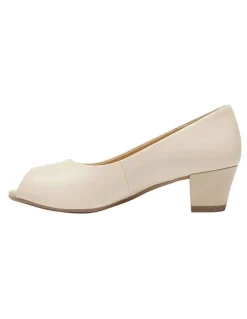 Wide Steps Hilary Heeled Shoes in Nude Leather