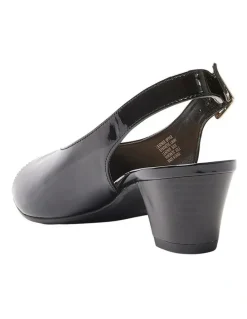 Wide Steps Hilda Sandals in Black Patent
