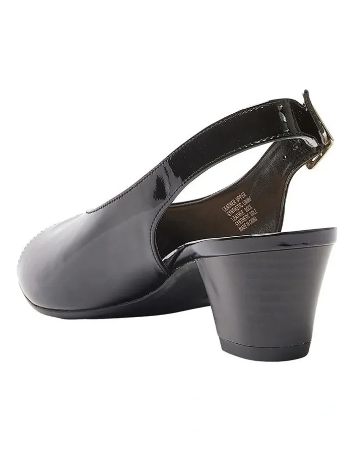 Wide Steps Hilda Sandals in Black Patent