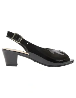 Wide Steps Hilda Sandals in Black Patent
