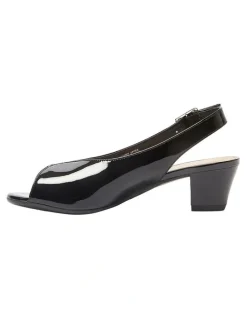 Wide Steps Hilda Sandals in Black Patent