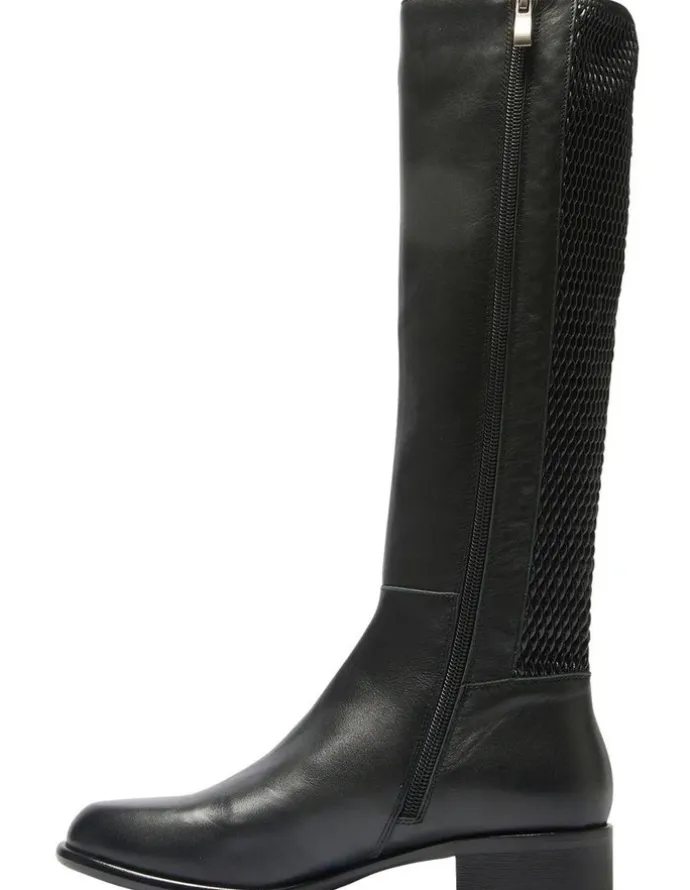 Wide Steps Langley Knee Boots in Black