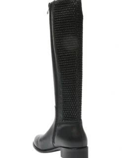 Wide Steps Langley Knee Boots in Black
