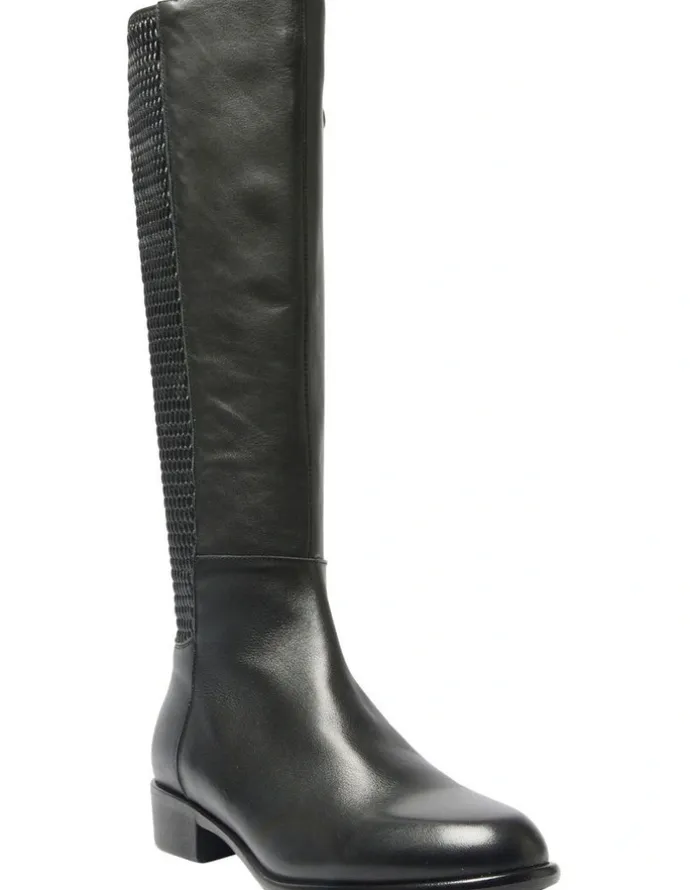 Wide Steps Langley Knee Boots in Black