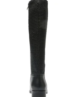 Wide Steps Langley Knee Boots in Black
