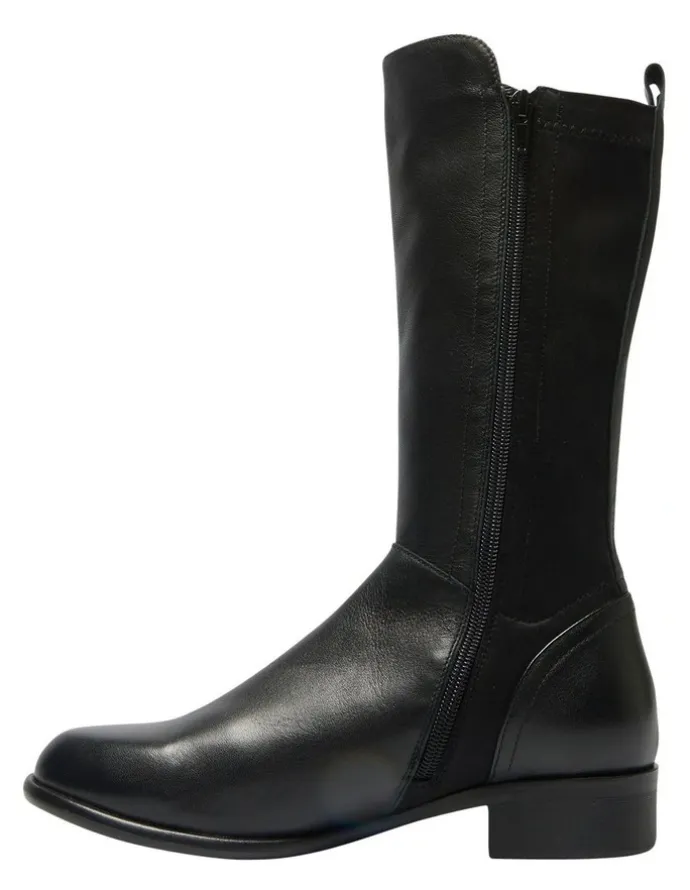 Wide Steps Leroy Knee High Boot in Black Glove