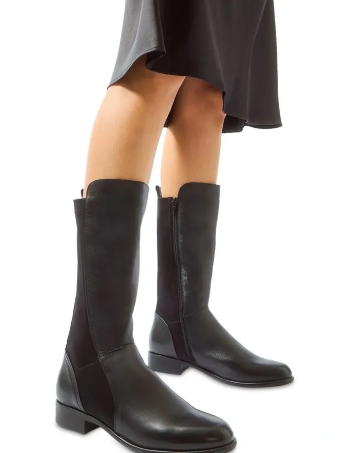 Wide Steps Leroy Knee High Boot in Black Glove