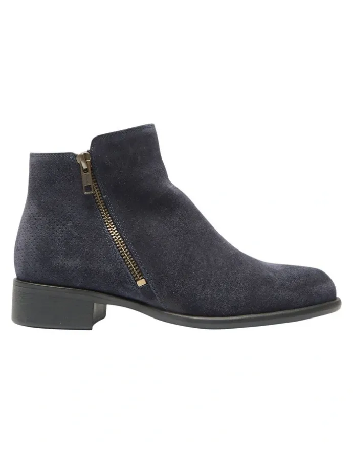 Wide Steps Lorenzo Boots in Navy Suede Leather