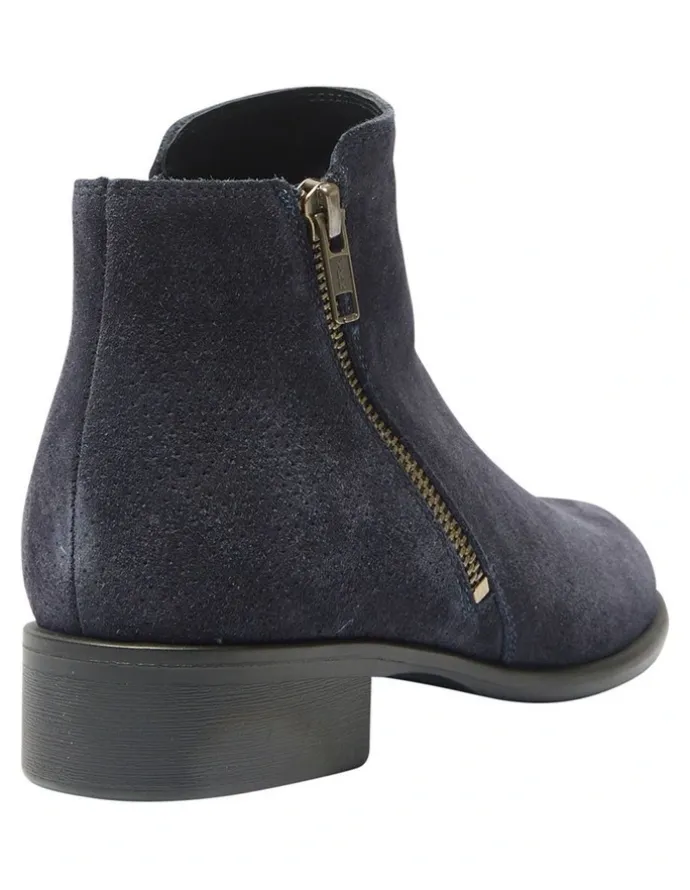 Wide Steps Lorenzo Boots in Navy Suede Leather
