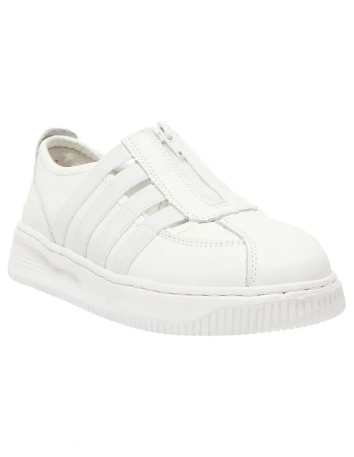 Wide Steps Newport Sneakers in White Leather