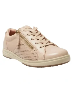 Wide Steps Normandy Sneakers in Blush Leather