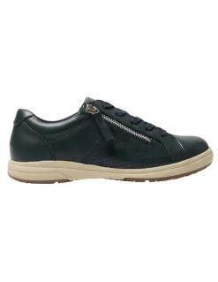 Wide Steps Normandy Sneakers in Navy Leather