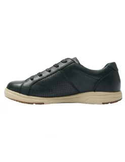 Wide Steps Normandy Sneakers in Navy Leather