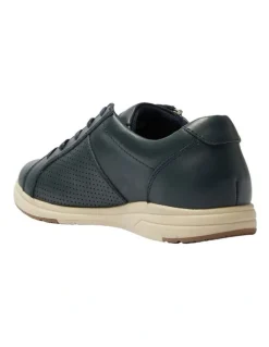 Wide Steps Normandy Sneakers in Navy Leather
