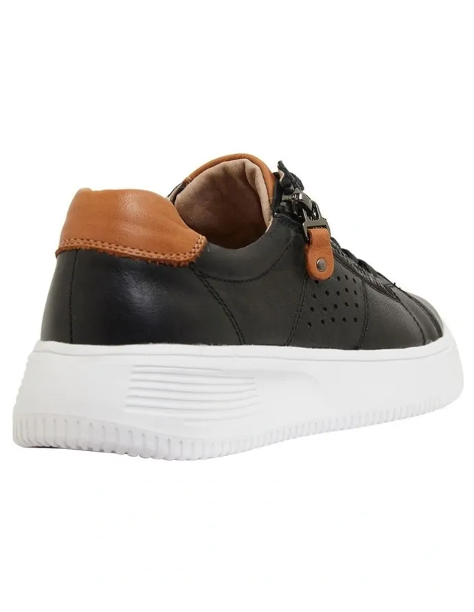 Wide Steps Novella Black/Tan Glove Sneakers