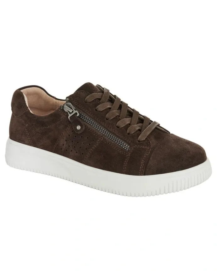 Wide Steps Novella Sneakers in Chocolate Suede