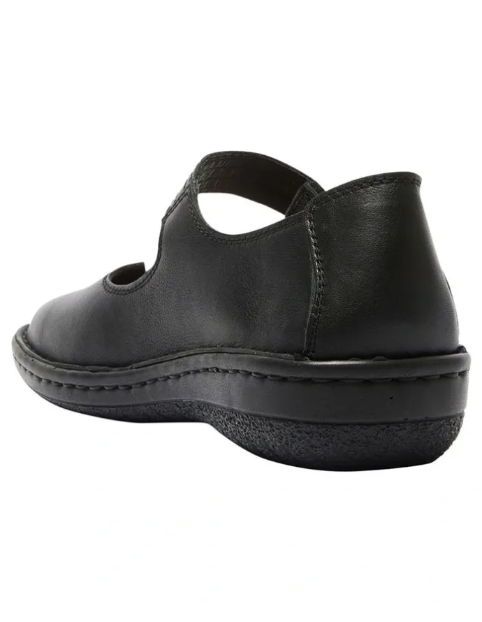 Wide Steps Radius Flat Shoes in Black