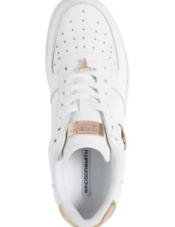Windsor Smith Leather Flatform Sneaker in Rich White/Rose Gold