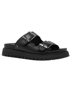 Windsor Smith Mona Leather Sandals in Black